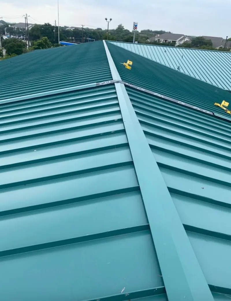 Green commercial metal roof ridge and valley for Metal Roof Repair in Catoosa